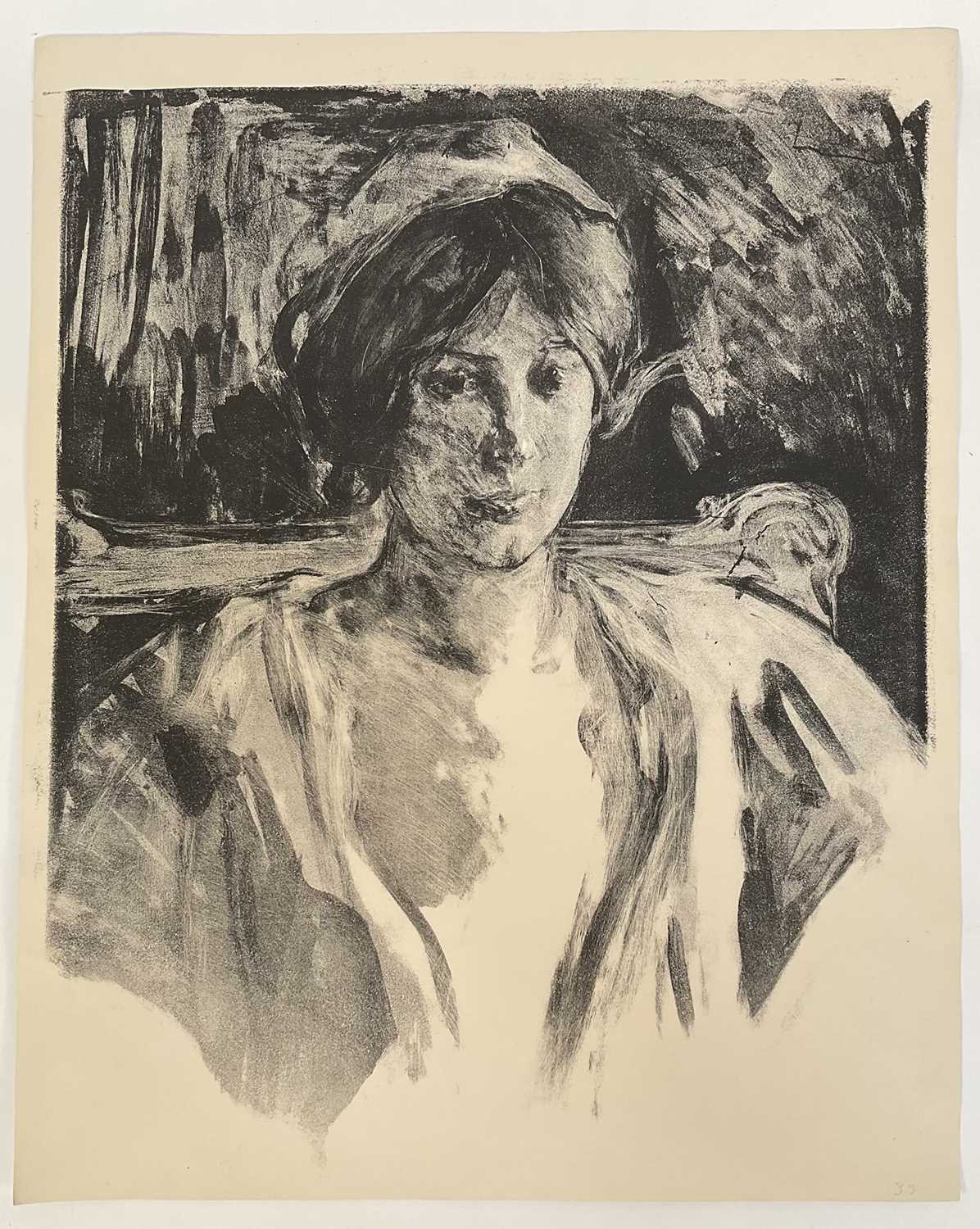 Lot 78 - Albert de Bellaroche (1864-1944) lithograph - portrait of a lady, 61cm x 48cm, unframed