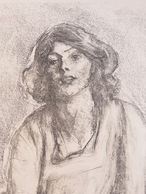 Lot 79 - Albert de Bellaroche (1864-1944) lithograph - portrait of a lady, initialled, 56cm x 38cm, unframed