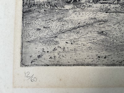 Lot 88 - James R. Parfitt, signed limited edition etching - 'Two Farm Wagons', 12/60, 28cm x 43cm, unframed