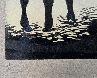 Lot 89 - Penny Berry Paterson (1941-2021) linocut - 'Winter Feed', 4/22, mounted
