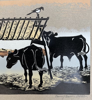 Lot 89 - Penny Berry Paterson (1941-2021) linocut - 'Winter Feed', 4/22, mounted