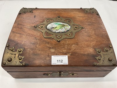 Lot 112 - Jewellery box containing vintage bead necklaces including amber, coral etc, 1920s 9ct gold cased wristwatch on plated bracelet