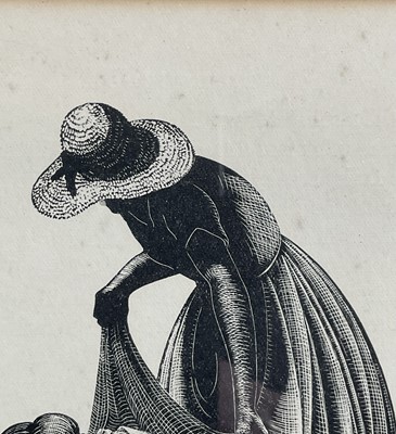 Lot 50 - Clare Leighton (1898-1989) wood engraving, Strawberry Picking, from Four Hedges (1935), 14cm x 10cm, glazed frame