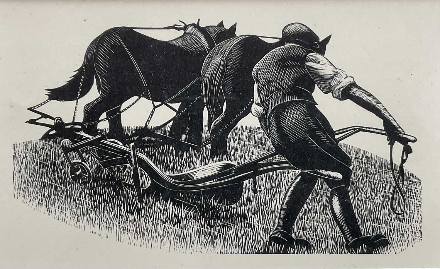 Lot 51 - Clare Leighton (1898-1989) lithograph, Turning the Plough, from Farm Work (1937), 8cm x 13cm, framed