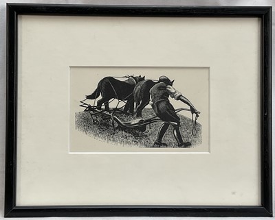 Lot 51 - Clare Leighton (1898-1989) lithograph, Turning the Plough, from Farm Work (1937), 8cm x 13cm, framed
