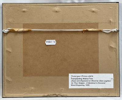 Lot 53 - Clare Leighton (1898-1989) two lithographic prints, Transplanting a Walnut Tree, 18cm x 13cm and American Currant, 6cm x 10cm, both from Four Hedges (1935), glazed frames (2)