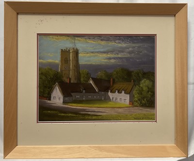 Lot 81 - Edmund Starling (20th Century, East Anglian) pastel - Evening at Cavendish, signed, 25cm x 34cm, glazed frame