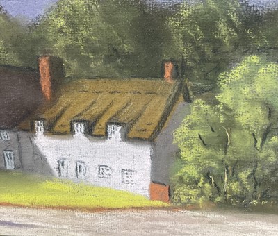 Lot 81 - Edmund Starling (20th Century, East Anglian) pastel - Evening at Cavendish, signed, 25cm x 34cm, glazed frame