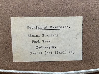 Lot 81 - Edmund Starling (20th Century, East Anglian) pastel - Evening at Cavendish, signed, 25cm x 34cm, glazed frame