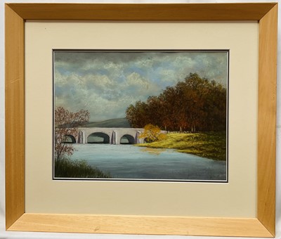 Lot 83 - Edmund Starling (20th Century, East Anglian) pastel - The White Bridge, 25cm x 34cm, in glazed frame