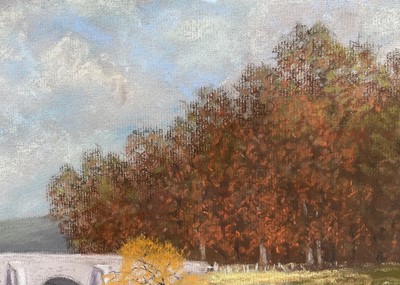 Lot 83 - Edmund Starling (20th Century, East Anglian) pastel - The White Bridge, 25cm x 34cm, in glazed frame