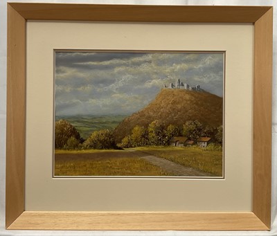 Lot 86 - Edmund Starling (20th Century, East Anglian) pastel - The Landmark, signed and dated '86, glazed frame