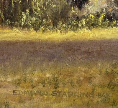 Lot 86 - Edmund Starling (20th Century, East Anglian) pastel - The Landmark, signed and dated '86, glazed frame