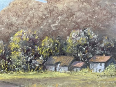 Lot 86 - Edmund Starling (20th Century, East Anglian) pastel - The Landmark, signed and dated '86, glazed frame