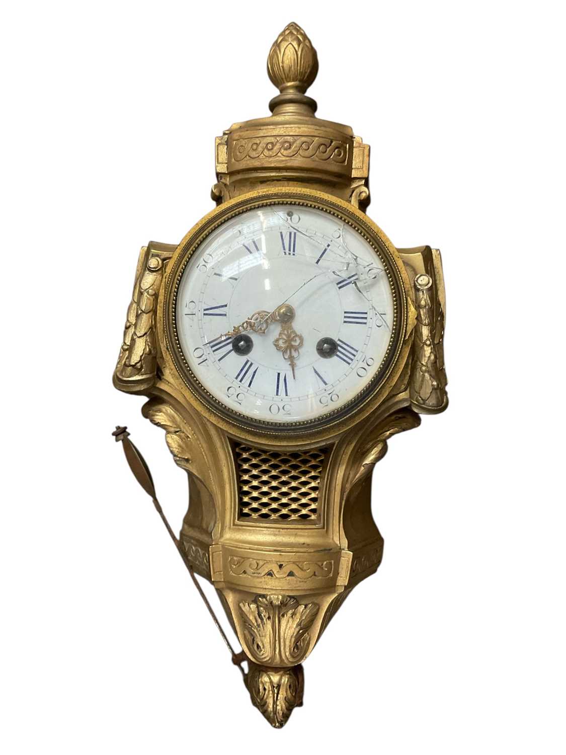 Lot 11 - Antique French gilt metal cartel clock