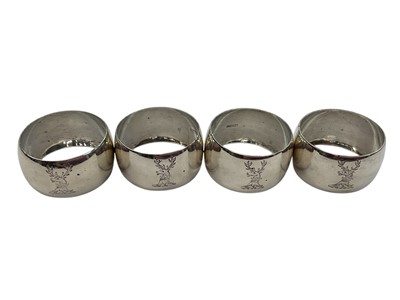 Lot 140 - Group of seven silver napkin rings, including one engraved 'Dick', (various dates and makers), all at approximately 5ozs (7).
