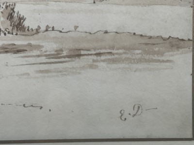 Lot 46 - Edward Duncan (1803-1882) monochrome watercolour - At Hampstead, signed with initials, 24cm x 34cm, mounted in glazed frame