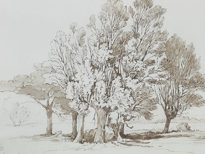 Lot 46 - Edward Duncan (1803-1882) monochrome watercolour - At Hampstead, signed with initials, 24cm x 34cm, mounted in glazed frame