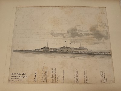 Lot 964 - Edward Hugh Neat - Travel album - China Volume 1898-1902, whilst on the vessel 'H.M.S. Daphne', with pencil and watercolour sketches, photographs of Shanghai, Wei Hai Wei, Nanking and other subj...