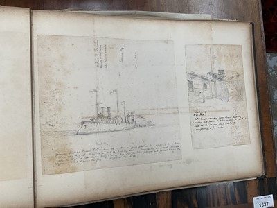 Lot 964 - Edward Hugh Neat - Travel album - China Volume 1898-1902, whilst on the vessel 'H.M.S. Daphne', with pencil and watercolour sketches, photographs of Shanghai, Wei Hai Wei, Nanking and other subj...