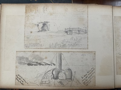 Lot 964 - Edward Hugh Neat - Travel album - China Volume 1898-1902, whilst on the vessel 'H.M.S. Daphne', with pencil and watercolour sketches, photographs of Shanghai, Wei Hai Wei, Nanking and other subj...