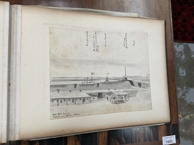Lot 964 - Edward Hugh Neat - Travel album - China Volume 1898-1902, whilst on the vessel 'H.M.S. Daphne', with pencil and watercolour sketches, photographs of Shanghai, Wei Hai Wei, Nanking and other subj...