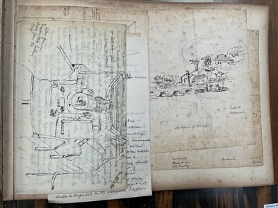 Lot 964 - Edward Hugh Neat - Travel album - China Volume 1898-1902, whilst on the vessel 'H.M.S. Daphne', with pencil and watercolour sketches, photographs of Shanghai, Wei Hai Wei, Nanking and other subj...