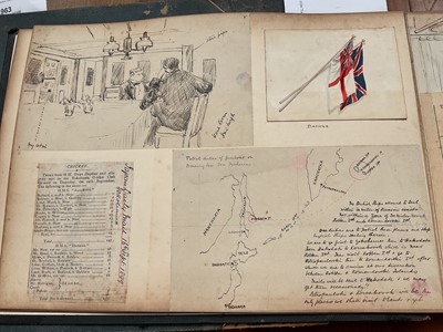 Lot 964 - Edward Hugh Neat - Travel album - China Volume 1898-1902, whilst on the vessel 'H.M.S. Daphne', with pencil and watercolour sketches, photographs of Shanghai, Wei Hai Wei, Nanking and other subj...