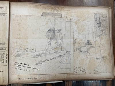 Lot 964 - Edward Hugh Neat - Travel album - China Volume 1898-1902, whilst on the vessel 'H.M.S. Daphne', with pencil and watercolour sketches, photographs of Shanghai, Wei Hai Wei, Nanking and other subj...