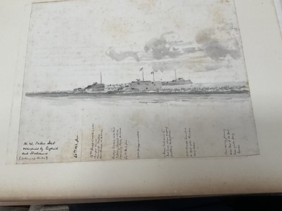 Lot 964 - Edward Hugh Neat - Travel album - China Volume 1898-1902, whilst on the vessel 'H.M.S. Daphne', with pencil and watercolour sketches, photographs of Shanghai, Wei Hai Wei, Nanking and other subj...