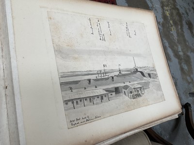 Lot 964 - Edward Hugh Neat - Travel album - China Volume 1898-1902, whilst on the vessel 'H.M.S. Daphne', with pencil and watercolour sketches, photographs of Shanghai, Wei Hai Wei, Nanking and other subj...