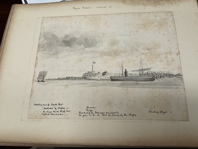 Lot 964 - Edward Hugh Neat - Travel album - China Volume 1898-1902, whilst on the vessel 'H.M.S. Daphne', with pencil and watercolour sketches, photographs of Shanghai, Wei Hai Wei, Nanking and other subj...