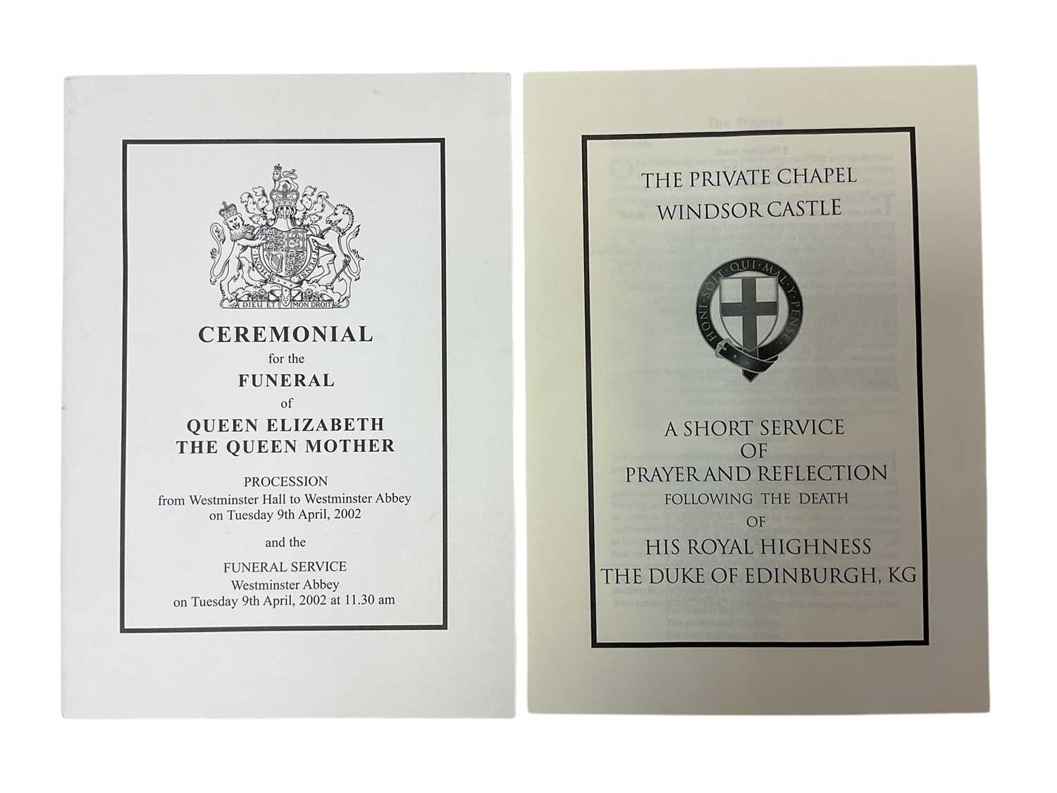 Lot 118 - H.R.H. The Duke of Edinburgh ,A Short Service of Prayer and Reflection following his death held at The Private Chapel, Windsor Castle and Ceremonial for the Funeral of H.M.Queen Elizabeth The Que...
