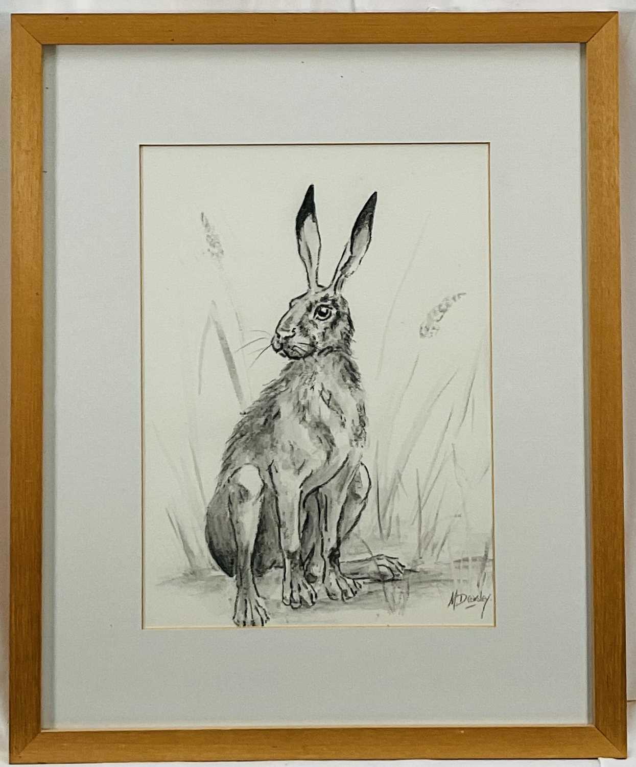 Lot 3 - Mandy Dearsley (Contemporary) charcoal drawing - Mad March Hare, signed, 33cm x 24cm, framed and glazed