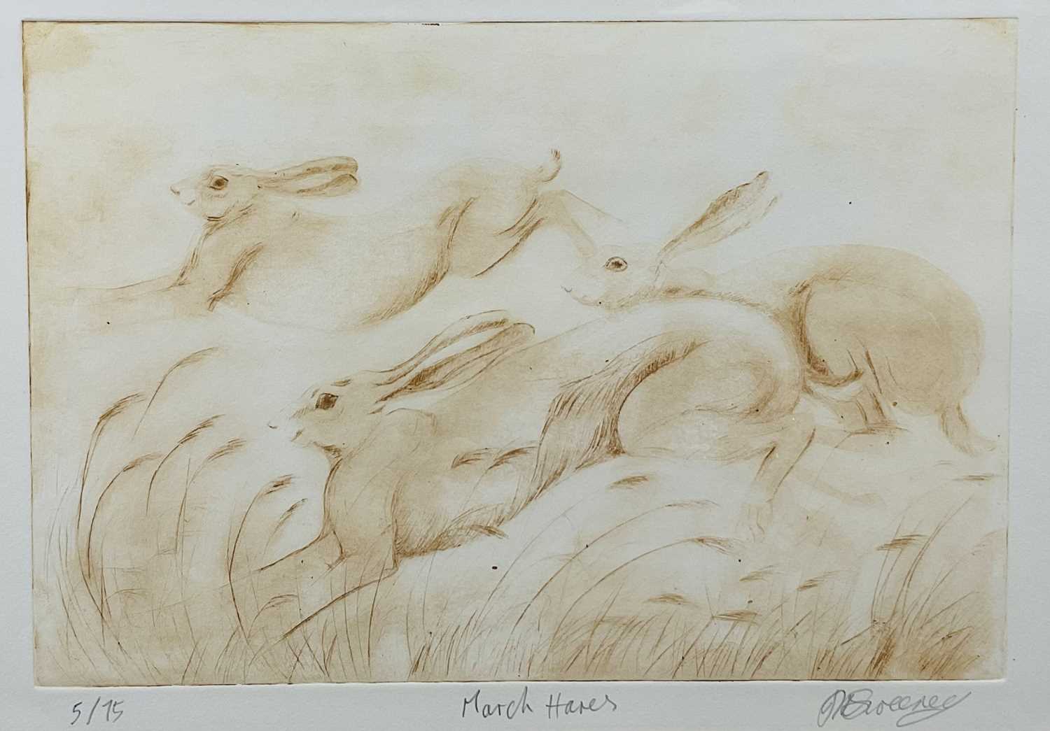 Lot 9 - March Hares, signed limited edition print, framed and glazed