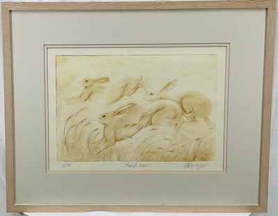 Lot 9 - March Hares, signed limited edition print, framed and glazed