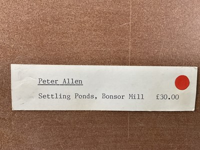 Lot 7 - Peter Allen, two works, pencil drawing of a corner of a churchyard, signed, 19cm x 29cm, circa 1985 and etching of Bonsor Mill, framed