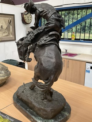 Lot 673 - After Frederick Sackrider Remington, Bronze, Bucking Bronco