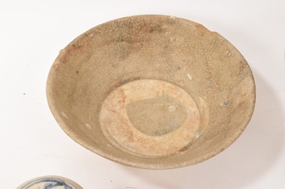 Lot 689 - Hoi An cargo circa 1450-80, five pieces of blue and white glazed pottery , and other shipwrecks pieces