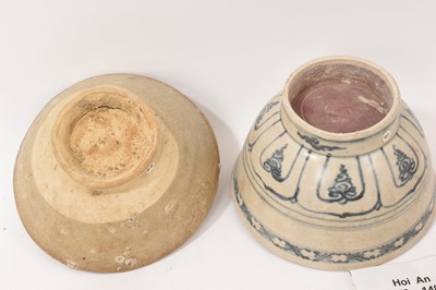 Lot 689 - Hoi An cargo circa 1450-80, five pieces of blue and white glazed pottery , and other shipwrecks pieces