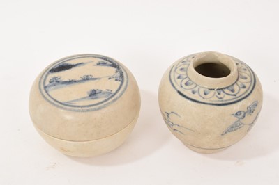 Lot 689 - Hoi An cargo circa 1450-80, five pieces of blue and white glazed pottery , and other shipwrecks pieces