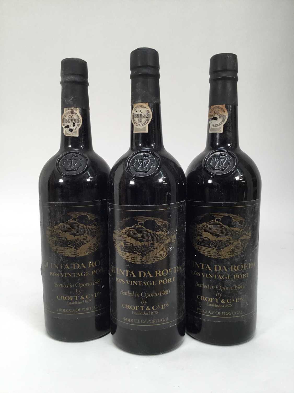 Lot 80 - Three bottles, Quinta da Roeda 1978 vintage port, bottled 1980