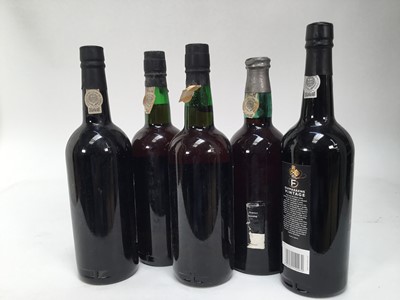 Lot 84 - Five bottles, port, Corney & Barrow 10 year old tawny port (x2), Croft 1982, Noval LB port and Fonseca 1966