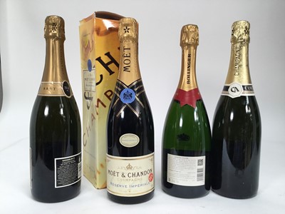 Lot 92 - Four bottles, champagne including Bollinger, Moët & Chandon Reserve Imperiale and two others