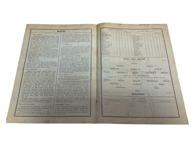 Lot 53 - West Ham v Bradford September 4th 1937 Football League Division II