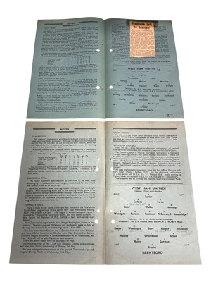 Lot 62 - West Ham v Brentford 26th May 1945 Friendly, 29th September 1945 Football League South, 10th April 1948, 25th April 1949, 1sr April 1950, all Football League Division 2 (5)