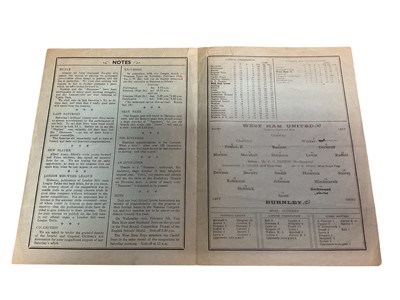 Lot 66 - West Ham v Burnley February 3rd 1936 Football League Division II
