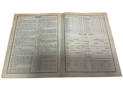 Lot 67 - West Ham v Burnley November 14th 1936 Football League Division II