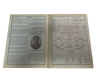 Lot 70 - West Ham v Bury February 25th 1928 Football League Division I