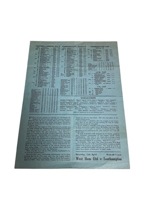 Lot 76 - West Ham v Bury 7th April 1947, 7th February 1948, 22nd January 1949, 18th March 1950, all Football League Division II (4)